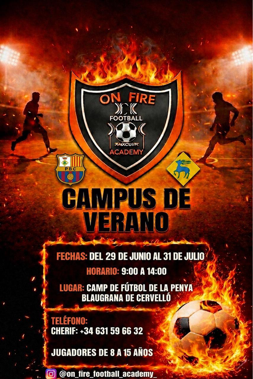 Cartel oficial del Campus de Verano On Fire Football Academy